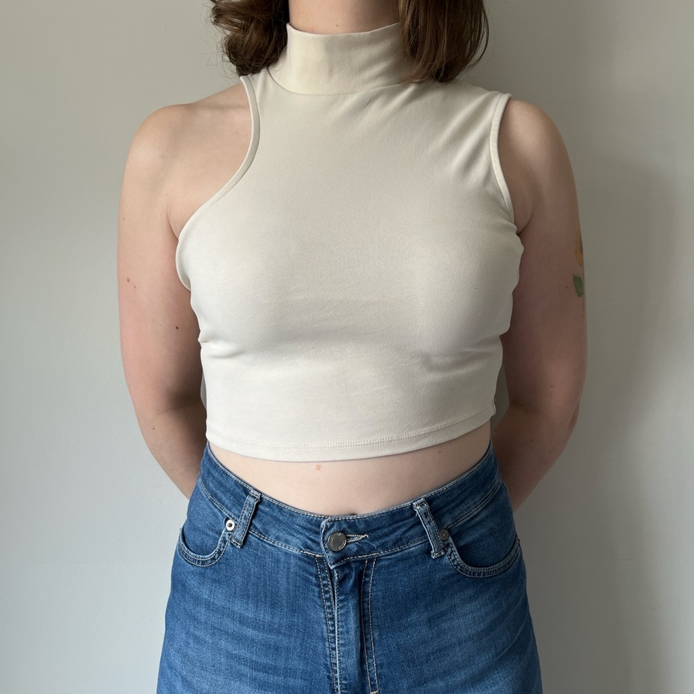 OAK + FORT Mock Neck Crop Top, Size M